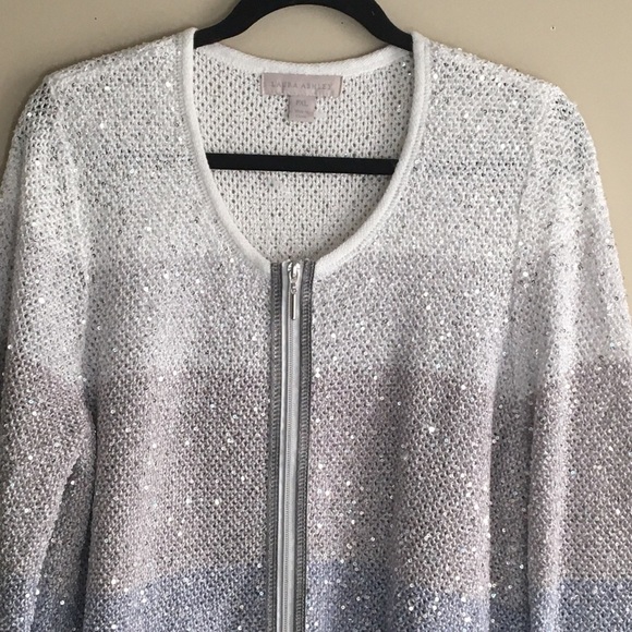 Laura Ashley Ombre Sequin Cardigan Sweater - Picture 3 of 14